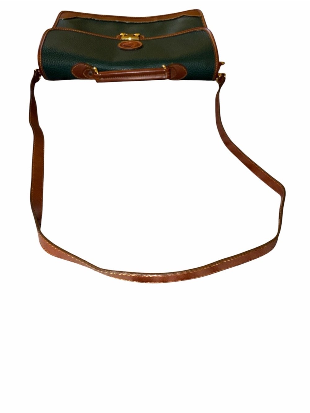 Vintage Dooney & Bourke All Weather Leather Emerald Green Leather Messenger Bag - Picture 6 of 11